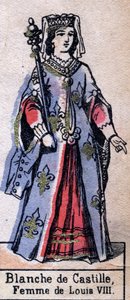 Portret van Blanche de Castille (1188-1252), vrouw van Lodewijk VIII van Frankrijk. (Capetingische dynastie). Illustratie eind 19e eeuw. door French School
