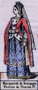 Portret van Blanche van Bourgondië (ca. 1296-1326), vrouw van Karel IV van Frankrijk. (Capetische dynastie). Illustratie eind 19e eeuw. door French School