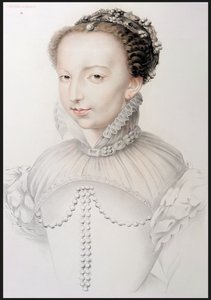 Portret van Catherine de Medici (1519-89), facsimile van een 16e-eeuwse tekening uit Portretten van de Beroemdste Franse Persoonlijkheden van de 16e Eeuw, door P.G. Niel, Parijs, 1848