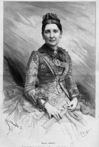 Portret van Cecile Carnot (geboren Dupont-White) (1841-1898), vrouw van Sadi Carnot, president van de Franse Republiek. Gravure in 