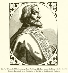 Portret van Karel de Grote, die in het Lied van Roland de Koning met de Grijze Baard wordt genoemd door French School