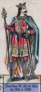Portret van Karel IV van Frankrijk, bekend als Karel de Schone (1294-1328) (dynastie van de Capetianen). Illustratie eind 19e eeuw. door French School