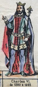 Portret van Karel VI van Frankrijk, bekend als Karel de Goede (1368-1422). Illustratie eind 19e eeuw.