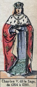 Portret van Karel V van Frankrijk, bekend als Karel de Wijze (1338-1380) (dynastie van de Capetingen). Illustratie eind 19e eeuw. door French School