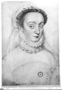 Portret van Charlotte de Beaune (1551-1617) Dame de Sauves, 16e-17e eeuw door French School