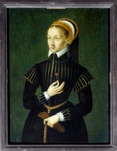 Portret van Claude de France (1499-1524) Koningin van Frankrijk en vrouw van Francois I Anoniem schilderij uit de 16e eeuw. Zon 0,28x0,21 m Chantilly, musee Conde door French School