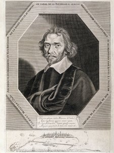 Portret van Clément Métezeau, architect en ingenieur van de koning, uitvinder van de dam door het kanaal van La Rochelle, jaren 1627-28 door French School