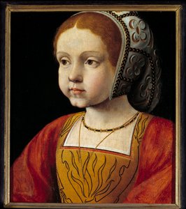 Portret van Eleonore van Habsburg als kind, koningin van Portugal en daarna van Frankrijk door French School