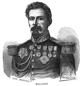 Portret van Emile Henry Mellinet (1798-1894) Franse generaal. Gravure in 