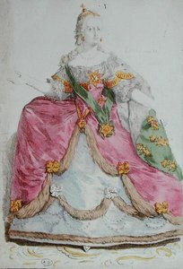 Portret van Keizerin Catharina II (1729-96) de Grote van Rusland, eind 18e eeuw (gekleurde gravure) door French School