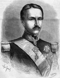 Portret van Francois II (1836-1894), koning van Napels. Gravure in 