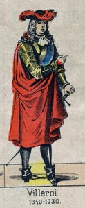 Portret van Francois de Neufville, hertog van Villeroi, maarschalk van Frankrijk. Afbeelding van Epinal uit het einde van de 19e eeuw door French School