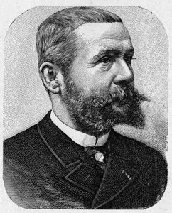 Portret van Gaston Tissandier (1843 - 1899), Franse luchtvaartpionier - in Album van Wetenschap; beroemde geleerden; Grote ontdekkingen 1896 door French School