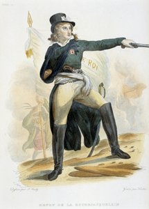 Portret van Henri du Vergier, Graaf van La Rochejaquelein (of Orchard de La Rochejacquelein) (1772-1794) met de vlag 
