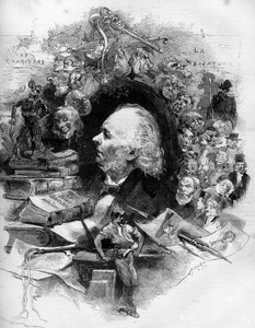 Portret van Honoré Daumier (1808-1879), Franse cartoonist, schilder en cartoonist. Gravure in 