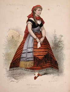 Portret van Hortense Schneider (1833-1920) in de rol van La Perichole in de operette met dezelfde naam door Jacques Offenbach (1819-90) illustratie uit 