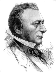 Portret van Isaac Pereire, oprichter van de Societe de Credit mobilier en de compagnie generale transatlantique. Gravure in 