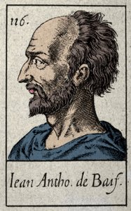 Portret van Jean Antoine de Baif (1532-1589), Franse dichter lid van de Pleiade-beweging. Gravure uit de 19e eeuw. door French School