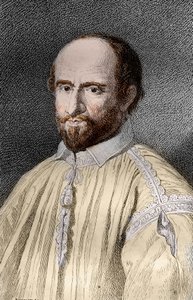 Portret van Jean Duvergier de Hauranne, abt van Saint-Cyran, Franse religieuze en theoloog Jansenist, gravure uit 