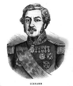 Portret van Jean Paul Adam Schramm (1789-1884) Franse generaal. Gravure in 