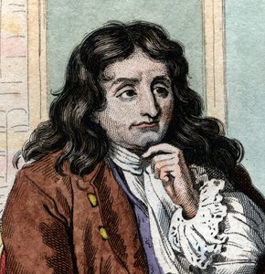 Portret van Jean de La Fontaine, Franse fabeldichter en dichter