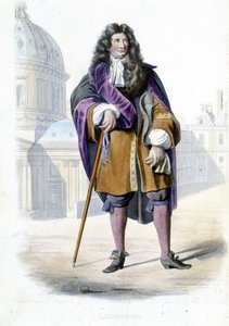 Portret van Jean de La Fontaine, Franse schrijver (1621-1695) - in Ed. Mennechet, "Le Plutarque francais"