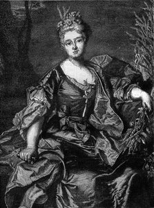 Portret van Jeanne Becu, Gravin van Barry (1743-1793), laatste minnares van Lodewijk XV, als Ceres, godin van de landbouw. Gravure in 