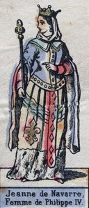 Portret van Jeanne I van Navarra (1273-1304), vrouw van Filips IV van Frankrijk. (Capetingse dynastie). Illustratie eind 19e eeuw. door French School
