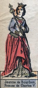 Portret van Jeanne de Bourbon (1337-1378), vrouw van Karel V van Frankrijk. Illustratie eind 19e eeuw. door French School