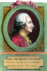 Portret van Joseph de Montgolfier, uitvinder van de heteluchtballon door French School