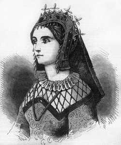Portret van Judith van Frankrijk (843-870), koningin van Wessex en vervolgens gravin van Vlaanderen. Gravure in 