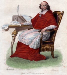 Portret van Jules Mazarin (1602-1661), Frans Italiaanse kardinaal, diplomaat en politicus