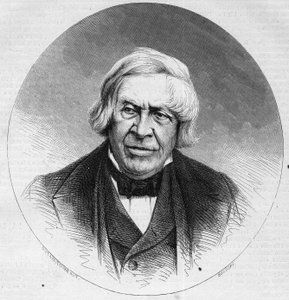 Portret van Jules Michelet (1798-1874), Franse historicus en schrijver. Gravure in "Le Monde Illustré" n°879 van 14 februari 1874. door French School