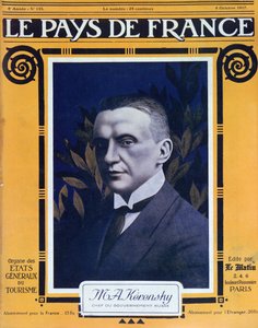 Portret van Kerensky, omslag van het Franse tijdschrift Le Pays de France, 4 oktober 1917
