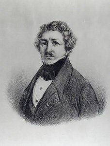Portret van Louis-Jacques Daguerre door French School