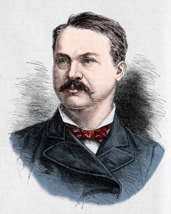 Portret van Louis Honore Frechette (1839-1908), Canadese dichter en toneelschrijver. Gravure door Charles Georges in 