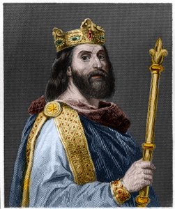 Portret van Lodewijk II de Stamelaar of de Luie (846 - 879), koning van Frankrijk - in 
