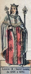 Portret van Lodewijk IX van Frankrijk, bekend als Sint Lodewijk. Illustratie eind 19e eeuw. door French School