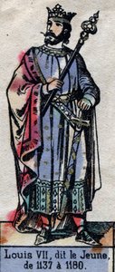 Portret van Lodewijk VII van Frankrijk, bekend als Lodewijk de Jonge (1120-1180) (dynastie van de Capetingen). Illustratie eind 19e eeuw. door French School