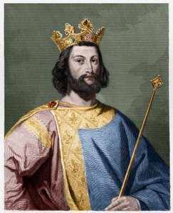 Portret van Lodewijk VII de Jonge (1120 - 1180), koning van Frankrijk - in "Histoire des Francais" door Lavallee, gravure, sd. door French School