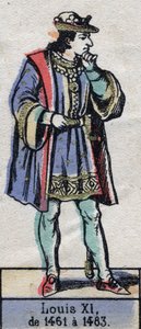 Portret van Lodewijk XI van Frankrijk, bekend als de Voorzichtige (Capetische dynastie). Illustratie eind 19e eeuw. door French School