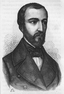 Portret van M. de Falloux, Franse politicus (1811 - 1886). Gravure uit L