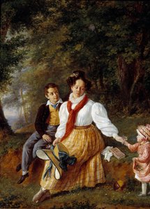 Portret van Madame Paul de Lock met haar kinderen