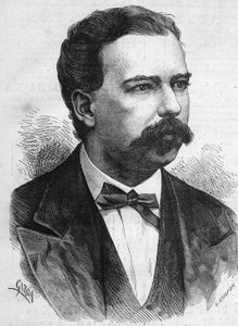 Portret van Manuel Pardo (1834-1878), president van Peru van 1872 tot 1876. Gravure in 