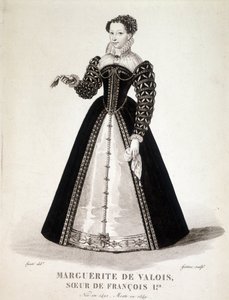 Portret van Margarita van Navarra (Margaretha van Valois, Marguerite van Angoulême of Marguerite van Frankrijk (1492-1549) Koningin van Navarra en dichteres - 19e eeuw