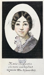 Portret van Marie Duplessis (1824-1847) ook bekend als La Dame aux Camelias, 1847