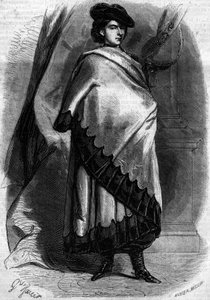 Portret van Marie Sophie Amélie (1841-1925), hertogin van Beieren en koningin van de Twee Siciliën, echtgenote van François II, in Calabrisch kostuum - gravure in 