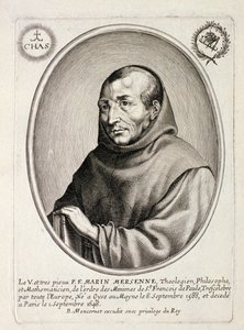 Portret van Marin Mersenne (1588-1648) gegraveerd door Balthazar Moncornet (c.1600-68) door French School