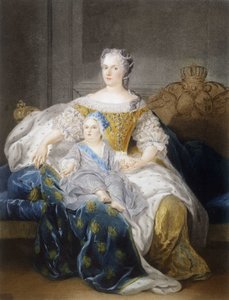 Portret van Mary Leszczynska en de Dauphin door French School