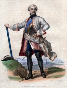 Portret van Maurice de Saxe (1696-1750), Duitse militair in Franse dienst en Maarschalk-Generaal van Frankrijk door French School